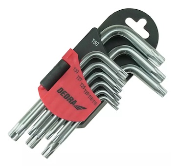 DEDRA 06F220 Klíče Torx krátké T10 - T50, sada 9 ks, CRV