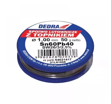 DEDRA 31L61005 Pájecí drát cín 1.0 mm, 50 g, 60 % SN, Pb40Sn61