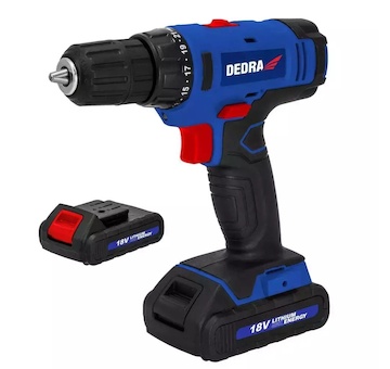 DEDRA DED7880B Aku vrtací šroubovák 18V, 2x1,5Ah, 1h, 0-400/0-1350rpm