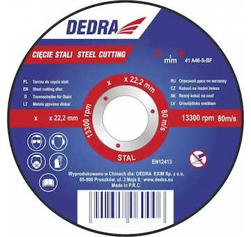 DEDRA F13011 Kotouč na řezání železa 115 x 1,0 x 22,2