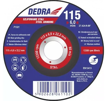 DEDRA F1321 Kotouč na brousící železa 115 x 6,0 x 22.2