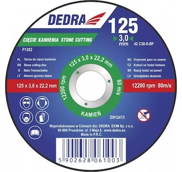 DEDRA F1352 Kotouč na řezání kamene 125 x 3,2 x 22,2